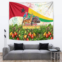 Guinea-Bissau Independence Day Tapestry African Wildlife Cashew Harvest National Flag