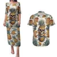 Pineapple Skull Couples Matching Puletasi Dress and Hawaiian Shirt Summer Paradise - Wonder Print Shop