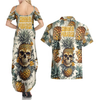 Pineapple Skull Couples Matching Summer Maxi Dress and Hawaiian Shirt Summer Paradise - Wonder Print Shop