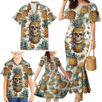 Pineapple Skull Family Matching Mermaid Dress and Hawaiian Shirt Summer Paradise - Wonder Print Shop