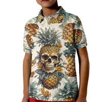Pineapple Skull Kid Polo Shirt Summer Paradise - Wonder Print Shop