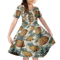 Pineapple Skull Kid Short Sleeve Dress Summer Paradise - Wonder Print Shop