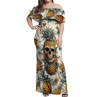 Pineapple Skull Off Shoulder Maxi Dress Summer Paradise - Wonder Print Shop