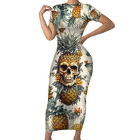 Pineapple Skull Short Sleeve Bodycon Dress Summer Paradise - Wonder Print Shop