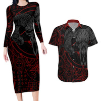 Skull Demon Couples Matching Long Sleeve Bodycon Dress and Hawaiian Shirt We All Have The Devil Inside Us - Wonder Print Shop