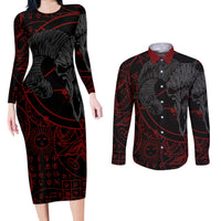 Skull Demon Couples Matching Long Sleeve Bodycon Dress and Long Sleeve Button Shirts We All Have The Devil Inside Us - Wonder Print Shop
