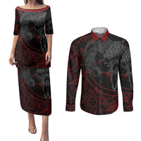 Skull Demon Couples Matching Puletasi Dress and Long Sleeve Button Shirts We All Have The Devil Inside Us - Wonder Print Shop