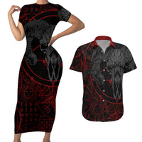 Skull Demon Couples Matching Short Sleeve Bodycon Dress and Hawaiian Shirt We All Have The Devil Inside Us - Wonder Print Shop