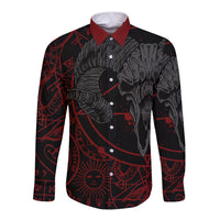 Skull Demon Long Sleeve Button Shirt We All Have The Devil Inside Us - Wonder Print Shop