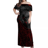 Skull Demon Off Shoulder Maxi Dress We All Have The Devil Inside Us - Wonder Print Shop