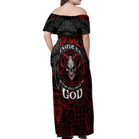 Skull Demon Off Shoulder Maxi Dress We All Have The Devil Inside Us - Wonder Print Shop