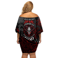 Skull Demon Off Shoulder Short Dress We All Have The Devil Inside Us - Wonder Print Shop