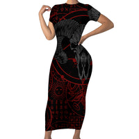Skull Demon Short Sleeve Bodycon Dress We All Have The Devil Inside Us - Wonder Print Shop