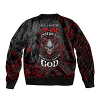 Skull Demon Sleeve Zip Bomber Jacket We All Have The Devil Inside Us - Wonder Print Shop