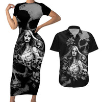 Skeleton Girl Couples Matching Short Sleeve Bodycon Dress and Hawaiian Shirt Yes I'm A Bicth - Not Yours - Wonder Print Shop