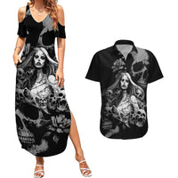 Skeleton Girl Couples Matching Summer Maxi Dress and Hawaiian Shirt Yes I'm A Bicth - Not Yours - Wonder Print Shop