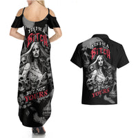 Skeleton Girl Couples Matching Summer Maxi Dress and Hawaiian Shirt Yes I'm A Bicth - Not Yours - Wonder Print Shop