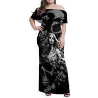 Skeleton Girl Family Matching Off Shoulder Maxi Dress and Hawaiian Shirt Yes I'm A Bicth - Not Yours - Wonder Print Shop
