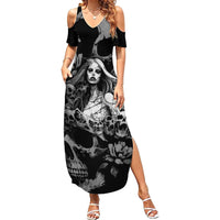 Skeleton Girl Family Matching Summer Maxi Dress and Hawaiian Shirt Yes I'm A Bicth - Not Yours - Wonder Print Shop