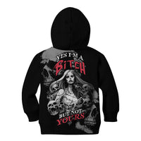 Skeleton Girl Kid Hoodie Yes I'm A Bicth - Not Yours - Wonder Print Shop
