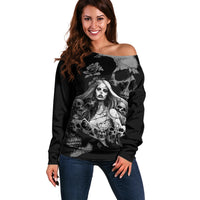 Skeleton Girl Off Shoulder Sweater Yes I'm A Bicth - Not Yours - Wonder Print Shop