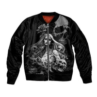 Skeleton Girl Sleeve Zip Bomber Jacket Yes I'm A Bicth - Not Yours - Wonder Print Shop