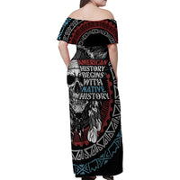 Native American Skull Family Matching Off Shoulder Maxi Dress and Hawaiian Shirt American History Begins With Native History - Wonder Print Shop