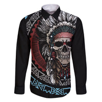 Native American Skull Family Matching Short Sleeve Bodycon Dress and Hawaiian Shirt American History Begins With Native History - Wonder Print Shop