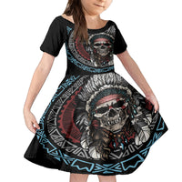 Native American Skull Family Matching Summer Maxi Dress and Hawaiian Shirt American History Begins With Native History - Wonder Print Shop