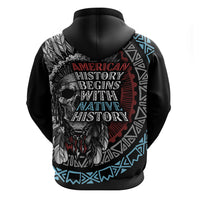 Native American Skull Hoodie American History Begins With Native History - Wonder Print Shop