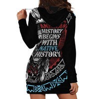 Native American Skull Hoodie Dress American History Begins With Native History - Wonder Print Shop