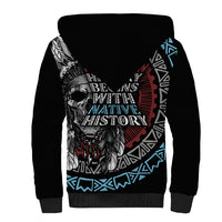 Native American Skull Sherpa Hoodie American History Begins With Native History - Wonder Print Shop