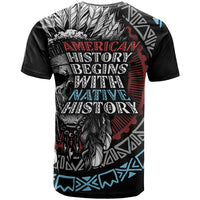 Native American Skull T Shirt American History Begins With Native History - Wonder Print Shop