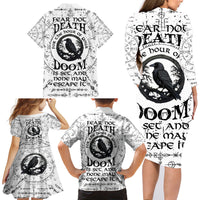 Viking Raven Family Matching Long Sleeve Bodycon Dress and Hawaiian Shirt Fear Not Death For the Hour Of Your Doom - Wonder Print Shop