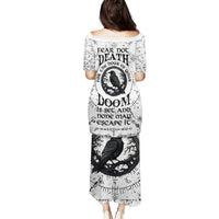 Viking Raven Family Matching Puletasi Dress and Hawaiian Shirt Fear Not Death For the Hour Of Your Doom - Wonder Print Shop