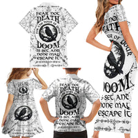 Viking Raven Family Matching Short Sleeve Bodycon Dress and Hawaiian Shirt Fear Not Death For the Hour Of Your Doom - Wonder Print Shop