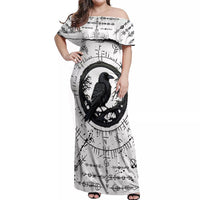 Viking Raven Off Shoulder Maxi Dress Fear Not Death For the Hour Of Your Doom - Wonder Print Shop