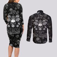 Skull Couples Matching Long Sleeve Bodycon Dress and Long Sleeve Button Shirts I Am Who I Am Your Approval Isn't Needed - Wonder Print Shop