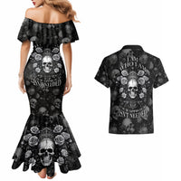 Skull Couples Matching Mermaid Dress and Hawaiian Shirt I Am Who I Am Your Approval Isn't Needed - Wonder Print Shop