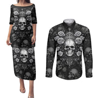 Skull Couples Matching Puletasi Dress and Long Sleeve Button Shirts I Am Who I Am Your Approval Isn't Needed - Wonder Print Shop
