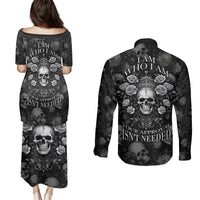Skull Couples Matching Puletasi Dress and Long Sleeve Button Shirts I Am Who I Am Your Approval Isn't Needed - Wonder Print Shop