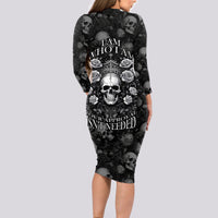 Skull Long Sleeve Bodycon Dress I Am Who I Am Your Approval Isn't Needed - Wonder Print Shop