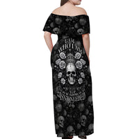 Skull Off Shoulder Maxi Dress I Am Who I Am Your Approval Isn't Needed - Wonder Print Shop