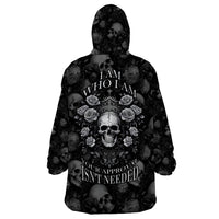 Skull Wearable Blanket Hoodie I Am Who I Am Your Approval Isn't Needed - Wonder Print Shop
