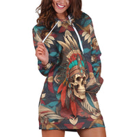 Native American Skull Hoodie Dress Native Merican Spirit Of Freedom - Wonder Print Shop