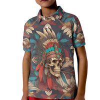 Native American Skull Kid Polo Shirt Native Merican Spirit Of Freedom - Wonder Print Shop