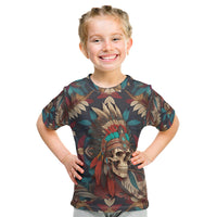 Native American Skull Kid T Shirt Native Merican Spirit Of Freedom - Wonder Print Shop