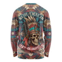 Native American Skull Long Sleeve Shirt Native Merican Spirit Of Freedom - Wonder Print Shop