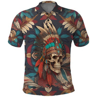 Native American Skull Polo Shirt Native Merican Spirit Of Freedom - Wonder Print Shop