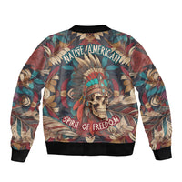 Native American Skull Sleeve Zip Bomber Jacket Native Merican Spirit Of Freedom - Wonder Print Shop